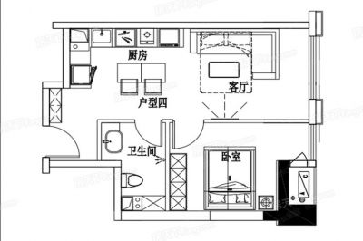 西安,西安家裝,西安家裝設(shè)計,西安小戶型設(shè)計公司,裝修方案戶型：1室1廳1衛(wèi)